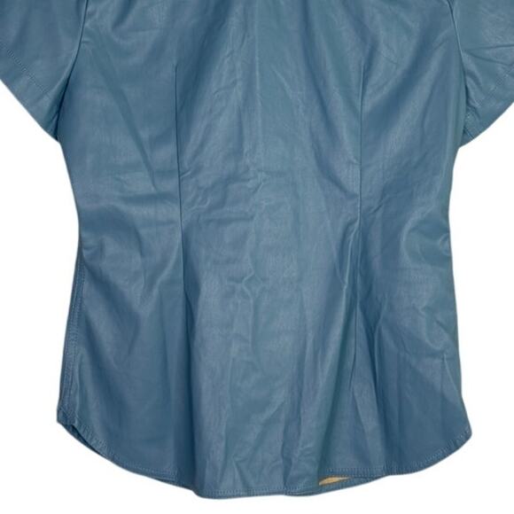 J.Crew Slim Fit ShortSleeve Faux Leather Shirt Snap Button Down 4 Dusty Sea Blue - Picture 6 of 15